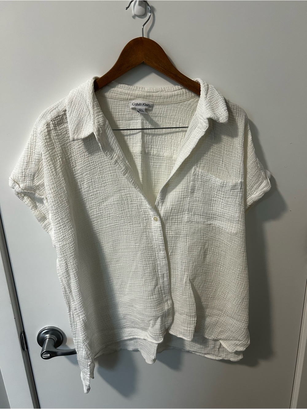 Calvin Klein white gauze shirt